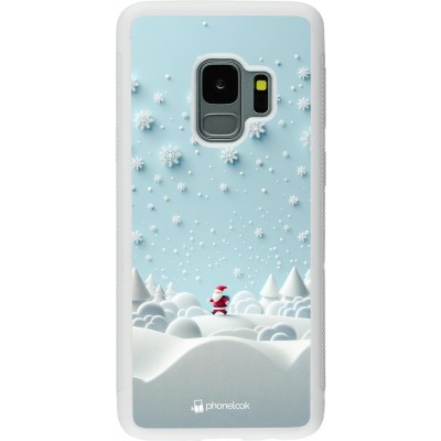 Coque Samsung Galaxy S9 - Silicone rigide blanc Noël 2023 Petit Père Flocon