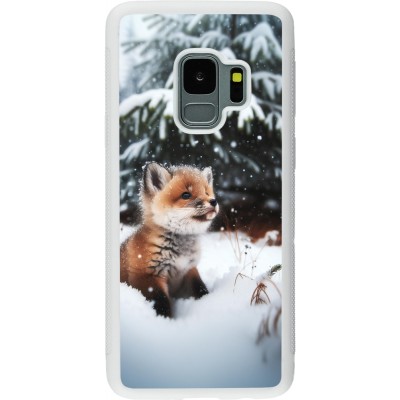 Coque Samsung Galaxy S9 - Silicone rigide blanc Noël 2023 Renardeau sapin