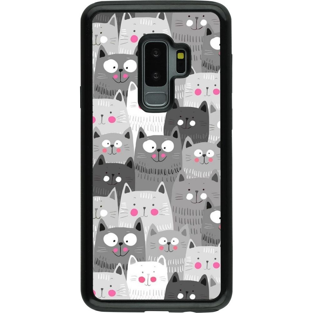 Coque Samsung Galaxy S9+ - Hybrid Armor noir Chats gris troupeau