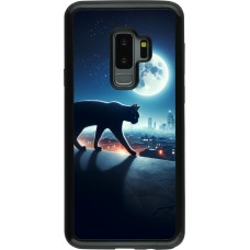 Coque Samsung Galaxy S9+ - Hybrid Armor noir Chat noir sous la pleine lune