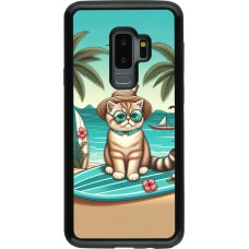 Coque Samsung Galaxy S9+ - Hybrid Armor noir Chat Surf Style