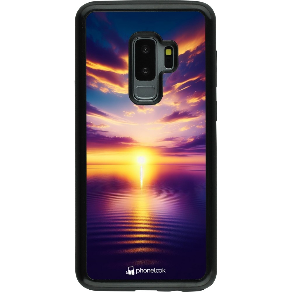 Coque Samsung Galaxy S9+ - Hybrid Armor noir Coucher soleil jaune violet