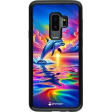 Coque Samsung Galaxy S9+ - Hybrid Armor noir Dauphin arc-en-ciel heureux