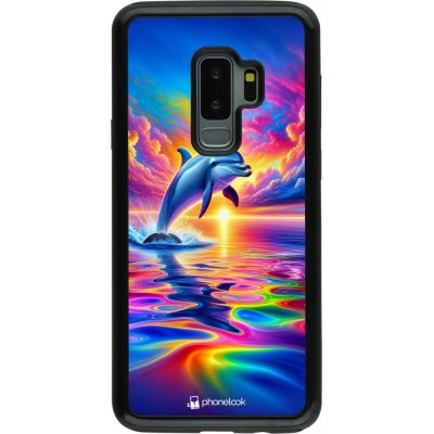 Coque Samsung Galaxy S9+ - Hybrid Armor noir Dauphin arc-en-ciel heureux