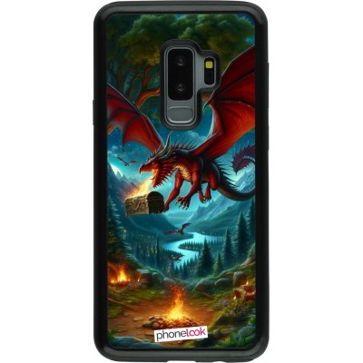 Coque Samsung Galaxy S9+ - Hybrid Armor noir Dragon Volant Forêt Trésor