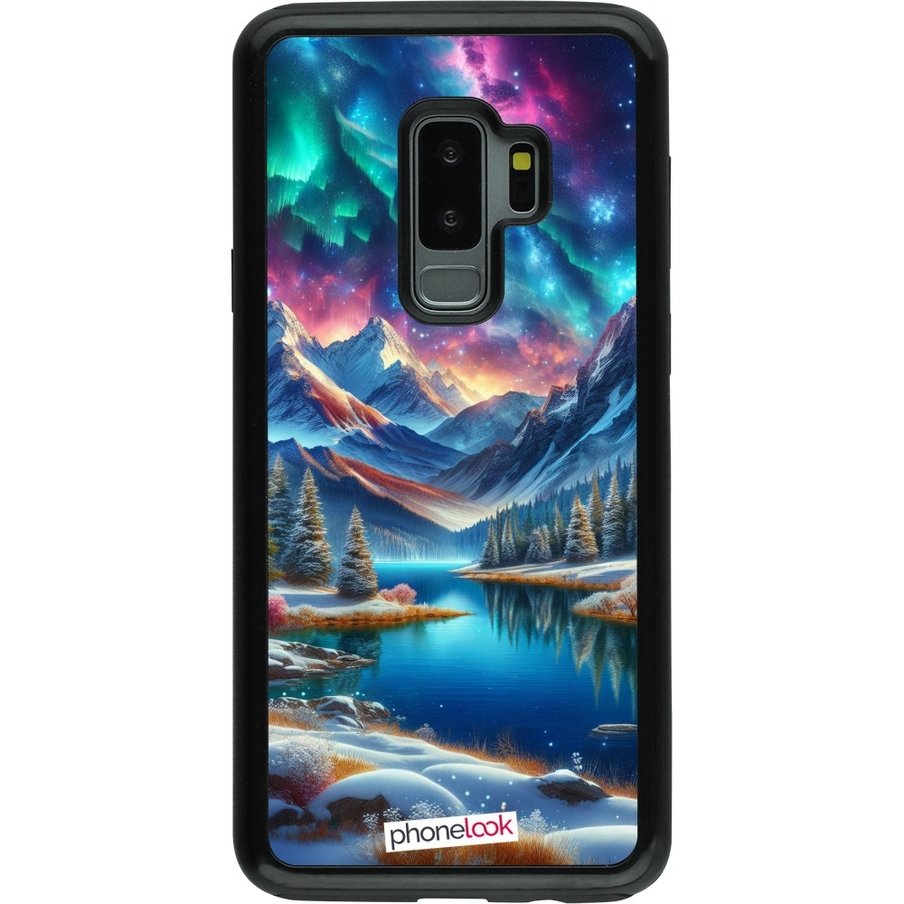 Coque Samsung Galaxy S9+ - Hybrid Armor noir Fantasy Mountain Lake Sky Stars