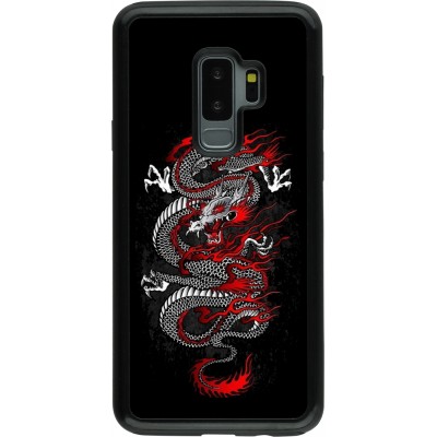 Coque Samsung Galaxy S9+ - Hybrid Armor noir Japanese style Dragon Tattoo Red Black