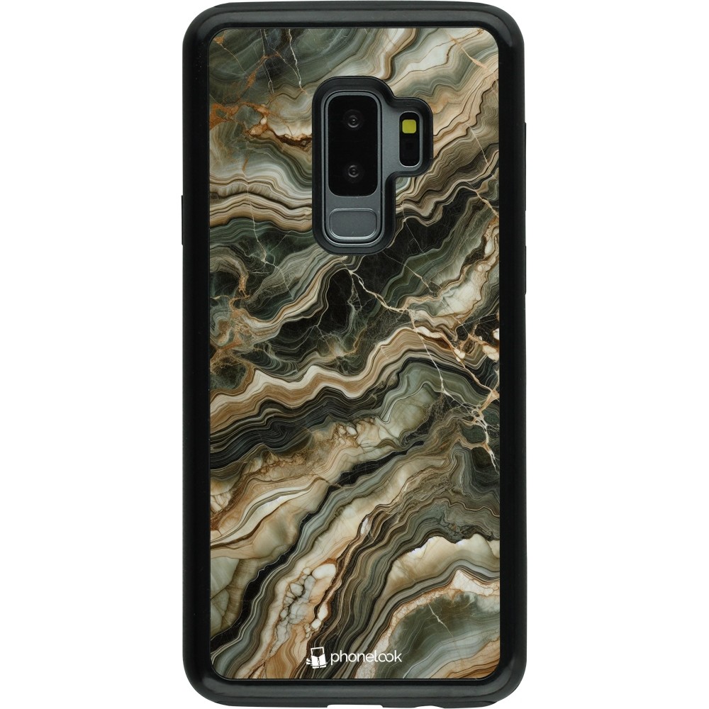 Coque Samsung Galaxy S9+ - Hybrid Armor noir Marbre Olive