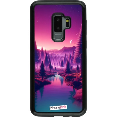 Coque Samsung Galaxy S9+ - Hybrid Armor noir Paysage Violet-Rose