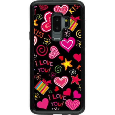 Coque Samsung Galaxy S9+ - Hybrid Armor noir Valentine 2023 love symbols