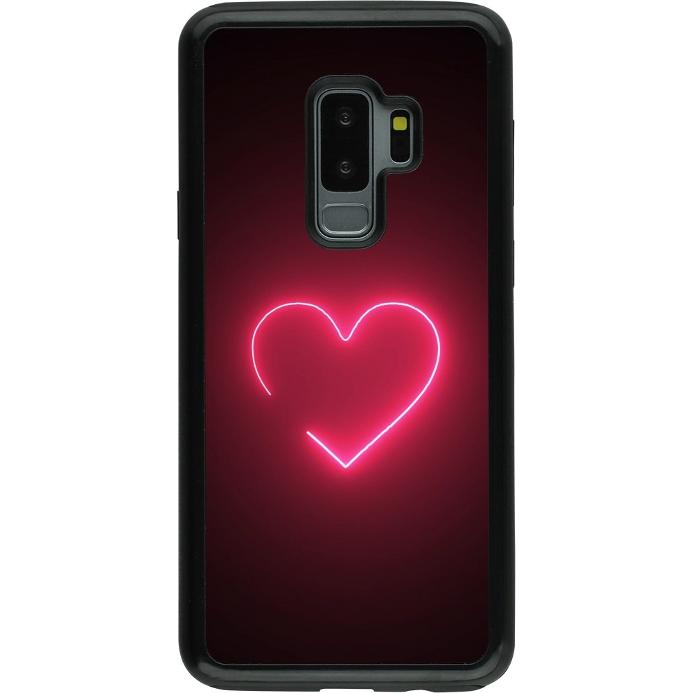 Coque Samsung Galaxy S9+ - Hybrid Armor noir Valentine 2023 single neon heart