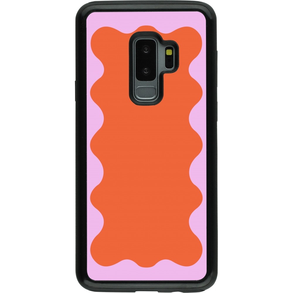 Coque Samsung Galaxy S9+ - Hybrid Armor noir Wavy Rectangle Orange Pink