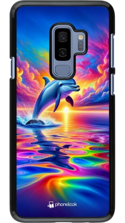 Coque Samsung Galaxy S9+ - Dauphin arc-en-ciel heureux