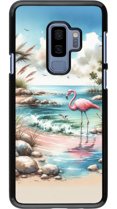 Coque Samsung Galaxy S9+ - Flamant rose aquarelle