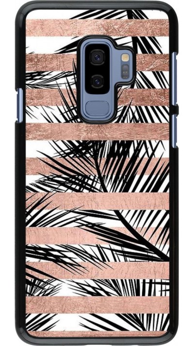 Coque Samsung Galaxy S9+ - Palm trees gold stripes