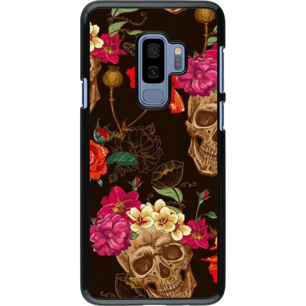 Hülle Samsung Galaxy S9+ - Skulls and flowers