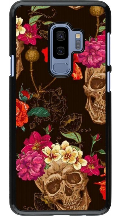 Coque Samsung Galaxy S9+ - Skulls and flowers