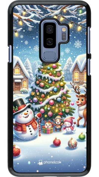 Coque Samsung Galaxy S9+ - Noël 2023 bonhomme de neige et sapin