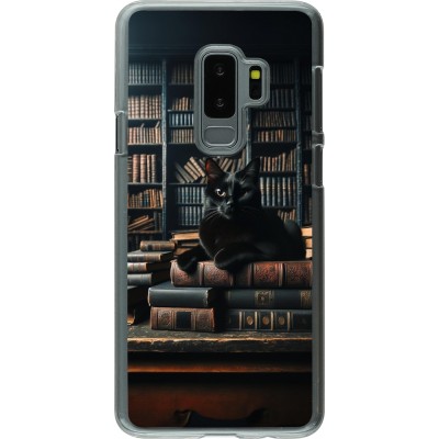 Coque Samsung Galaxy S9+ - Plastique transparent Chat livres sombres