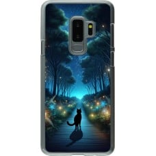 Coque Samsung Galaxy S9+ - Plastique transparent Chat noir promenade