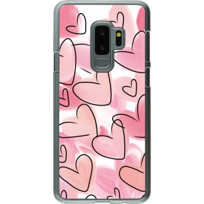 Coque Samsung Galaxy S9+ - Plastique transparent Easter 2023 pink hearts