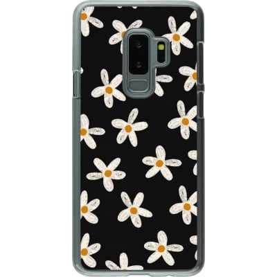 Coque Samsung Galaxy S9+ - Plastique transparent Easter 2024 white on black flower