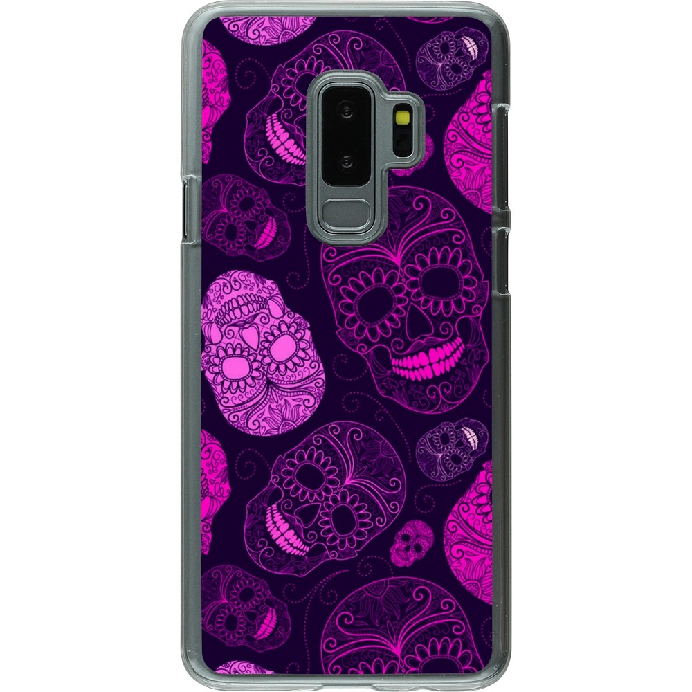 Coque Samsung Galaxy S9+ - Plastique transparent Halloween 2023 pink skulls