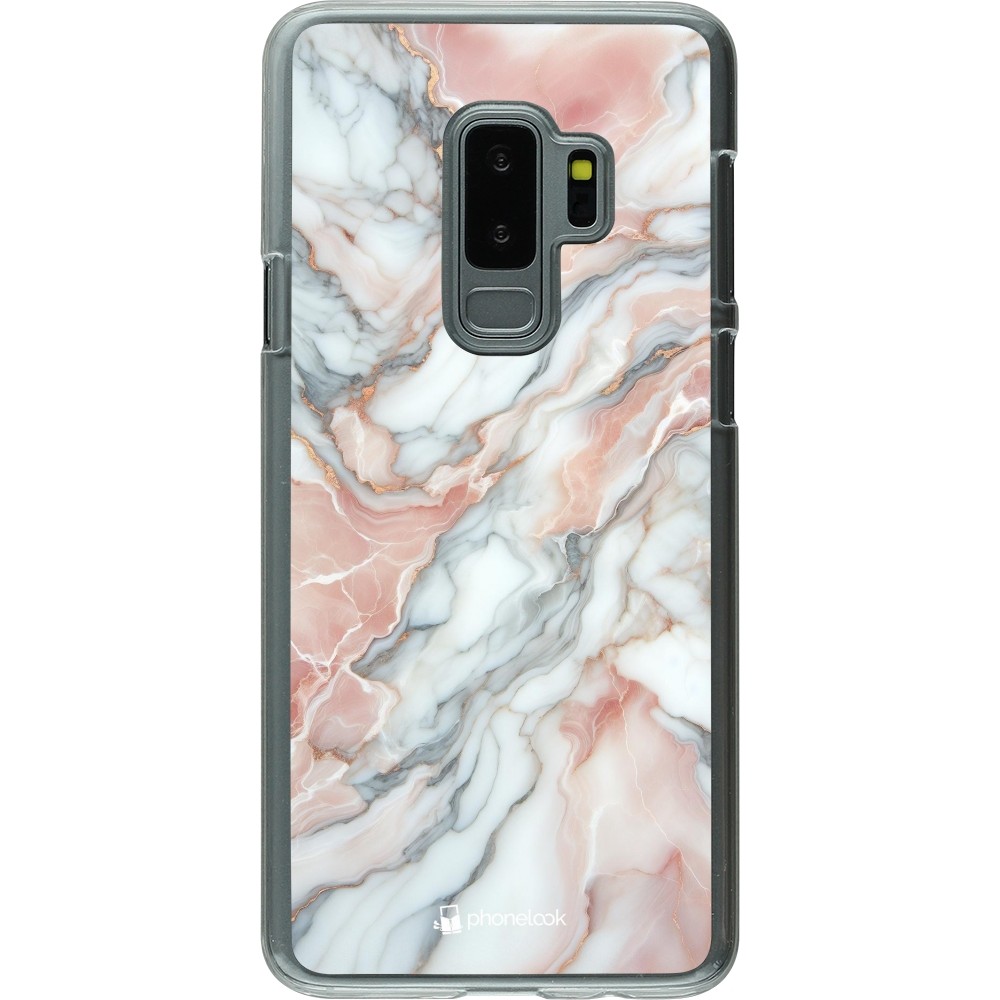 Coque Samsung Galaxy S9+ - Plastique transparent Marbre Rose Lumineux