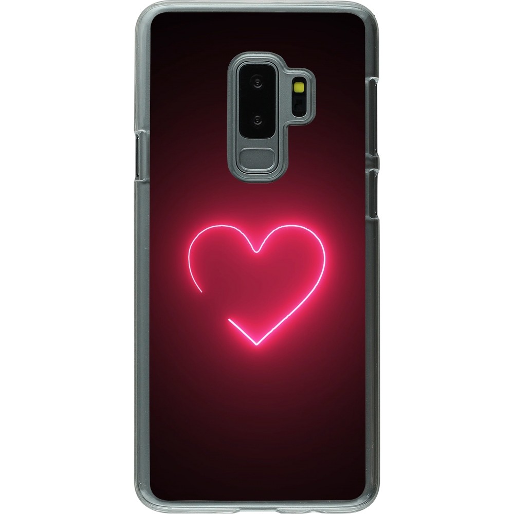 Coque Samsung Galaxy S9+ - Plastique transparent Valentine 2023 single neon heart