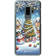 Coque Samsung Galaxy S9+ - Plastique transparent Noël 2023 bonhomme de neige et sapin