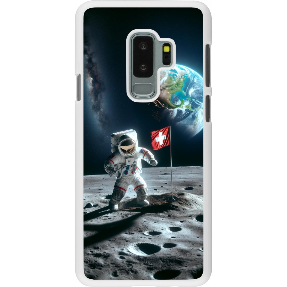 Coque Samsung Galaxy S9+ - Plastique blanc Astro Suisse sur lune