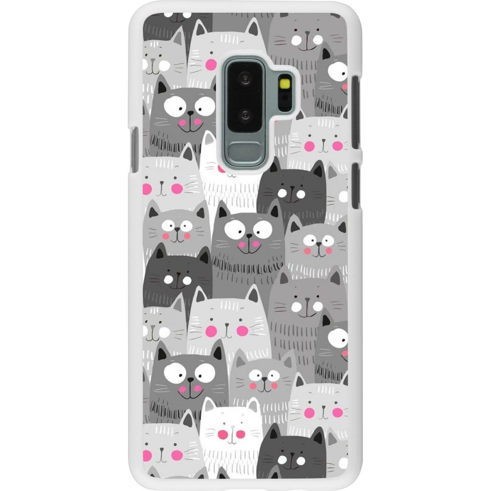 Coque Samsung Galaxy S9+ - Plastique blanc Chats gris troupeau