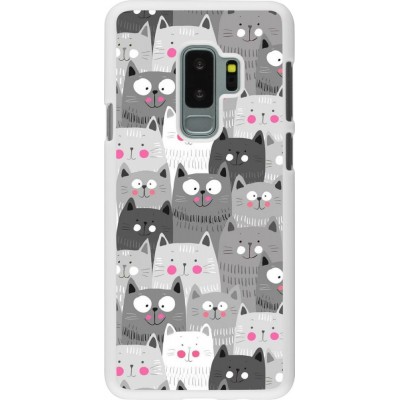 Coque Samsung Galaxy S9+ - Plastique blanc Chats gris troupeau