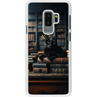 Coque Samsung Galaxy S9+ - Plastique blanc Chat livres sombres