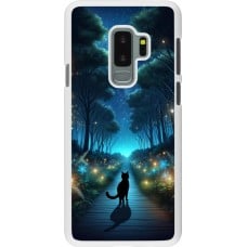 Coque Samsung Galaxy S9+ - Plastique blanc Chat noir promenade