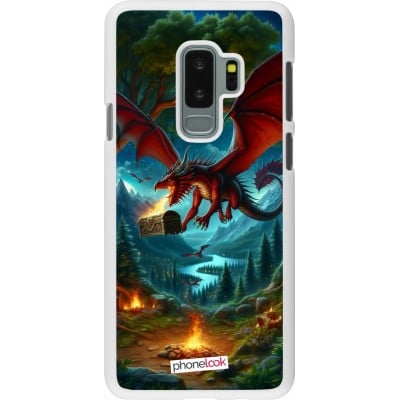 Coque Samsung Galaxy S9+ - Plastique blanc Dragon Volant Forêt Trésor