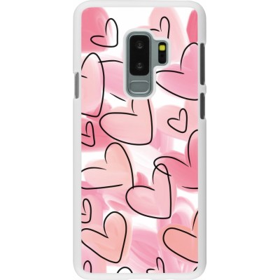 Coque Samsung Galaxy S9+ - Plastique blanc Easter 2023 pink hearts