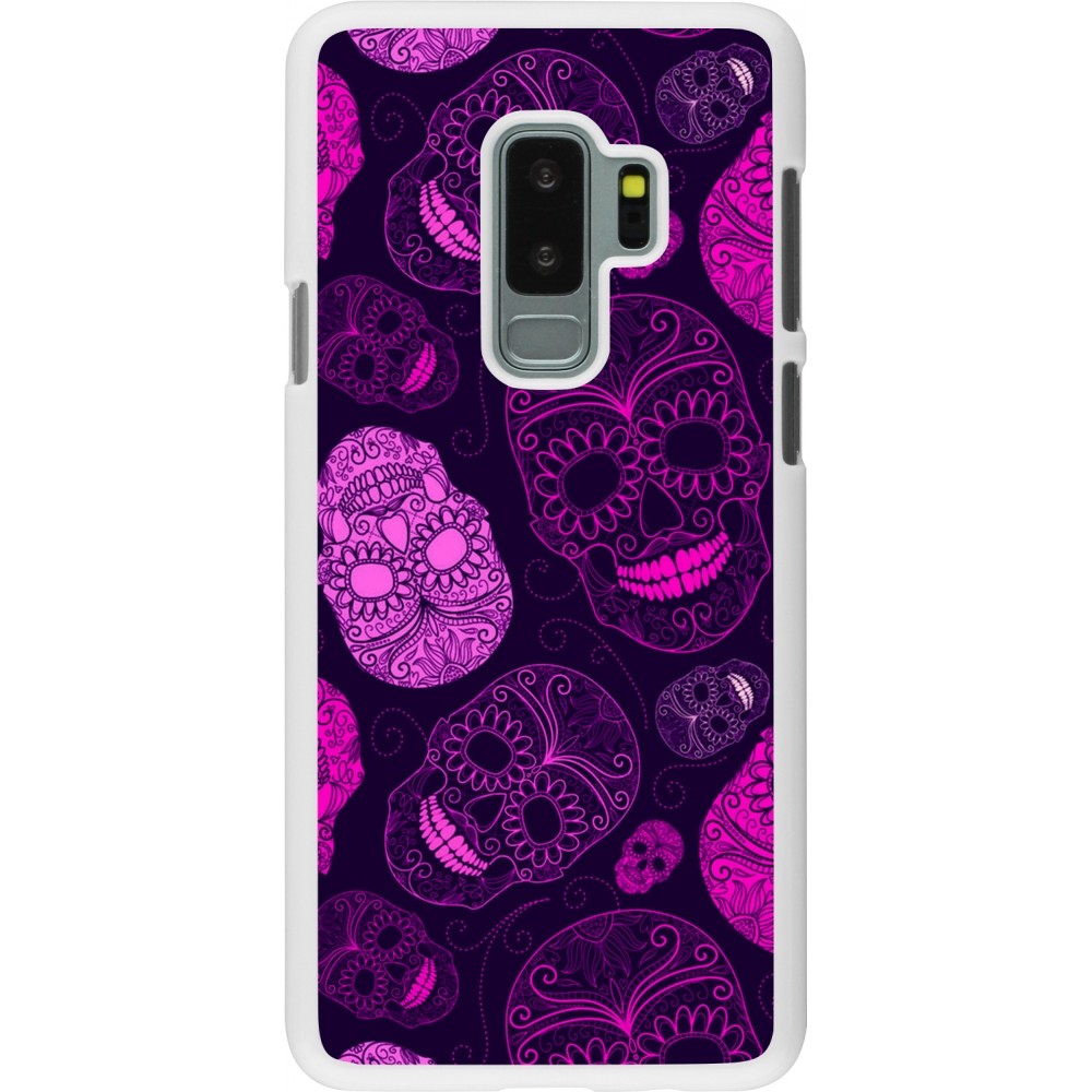 Coque Samsung Galaxy S9+ - Plastique blanc Halloween 2023 pink skulls