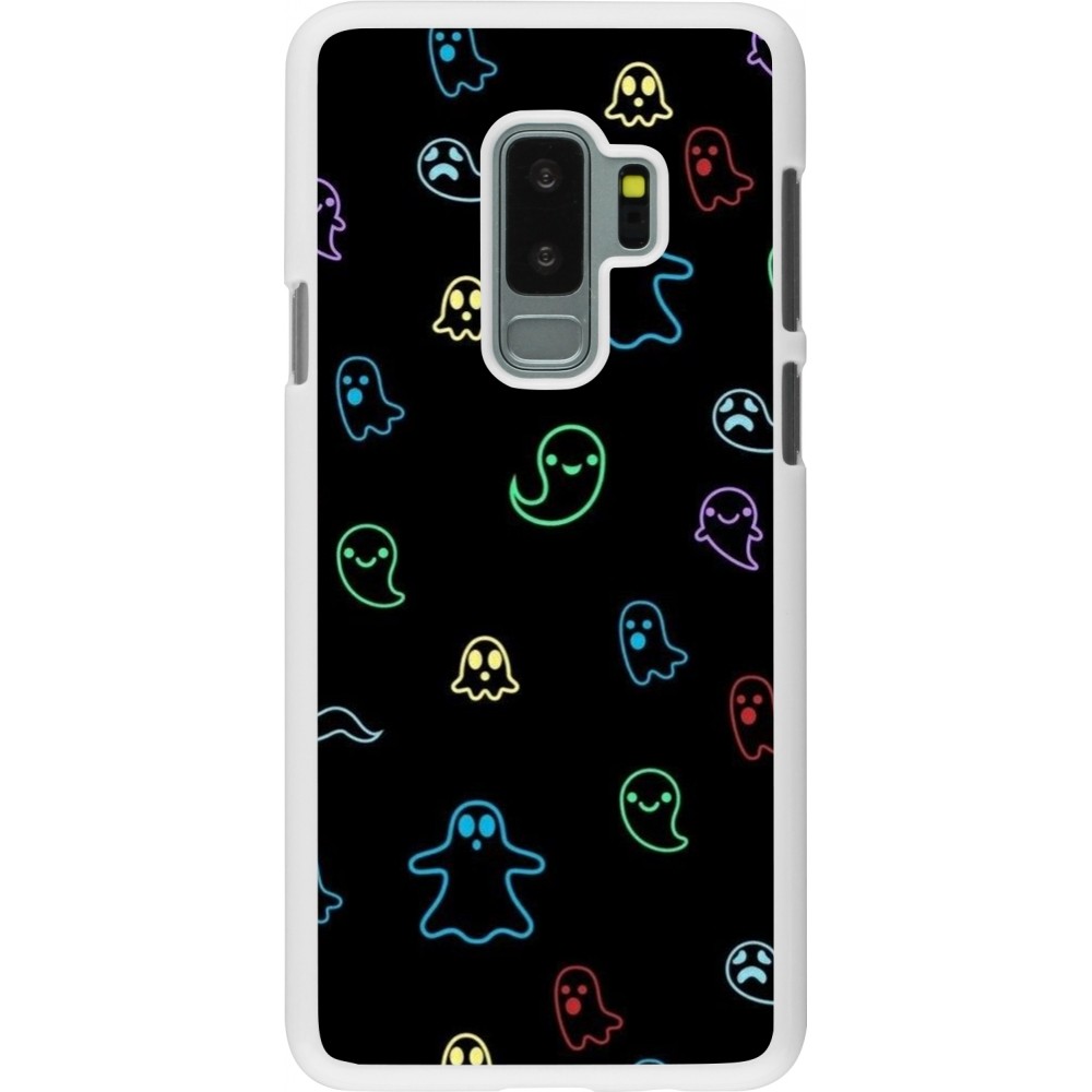 Coque Samsung Galaxy S9+ - Plastique blanc Halloween 2024 colorful ghosts