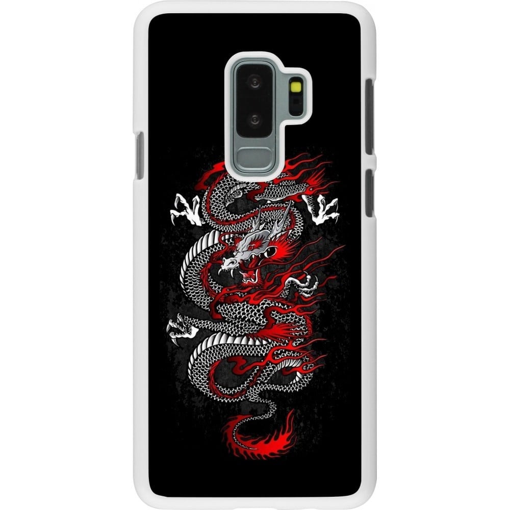 Coque Samsung Galaxy S9+ - Plastique blanc Japanese style Dragon Tattoo Red Black