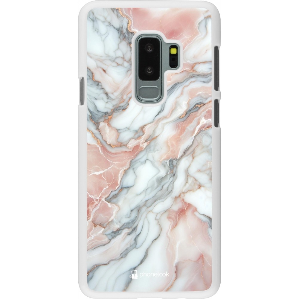 Coque Samsung Galaxy S9+ - Plastique blanc Marbre Rose Lumineux