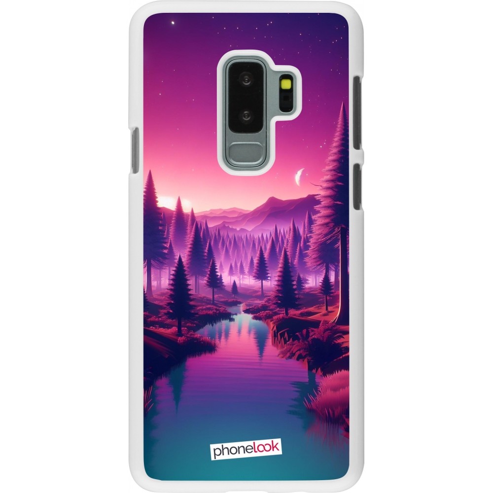 Coque Samsung Galaxy S9+ - Plastique blanc Paysage Violet-Rose