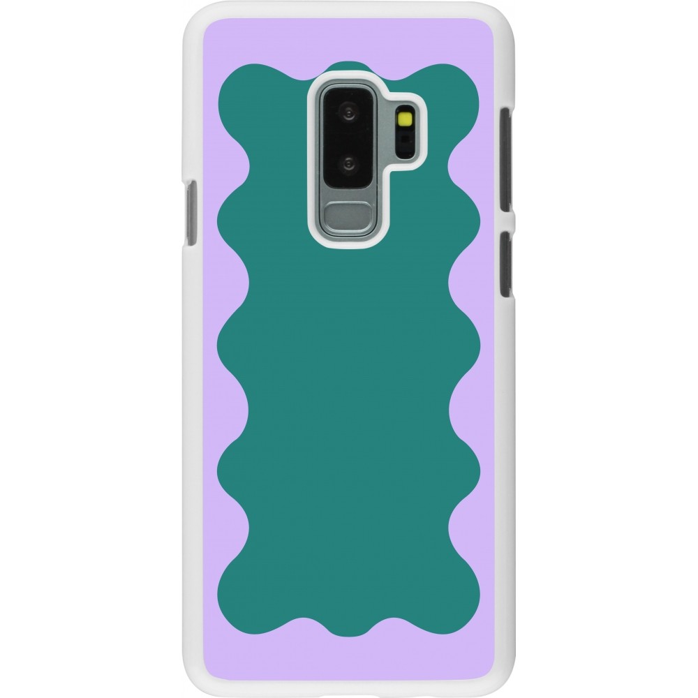 Coque Samsung Galaxy S9+ - Plastique blanc Wavy Rectangle Green Purple