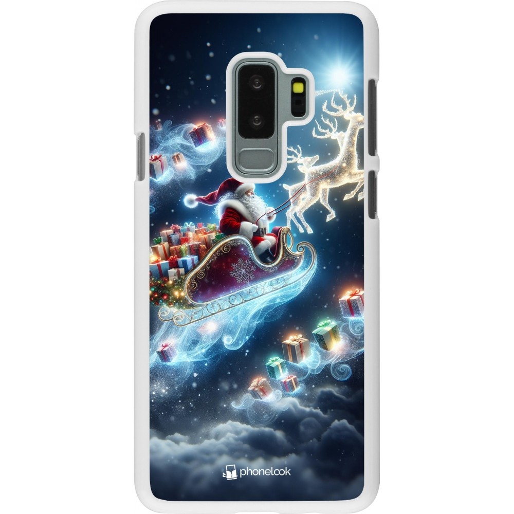 Coque Samsung Galaxy S9+ - Plastique blanc Noël 2023 Père Noël enchanté