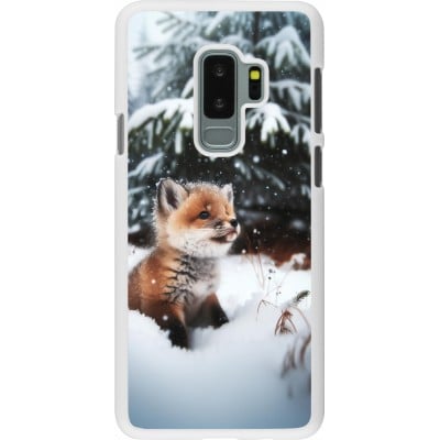 Coque Samsung Galaxy S9+ - Plastique blanc Noël 2023 Renardeau sapin