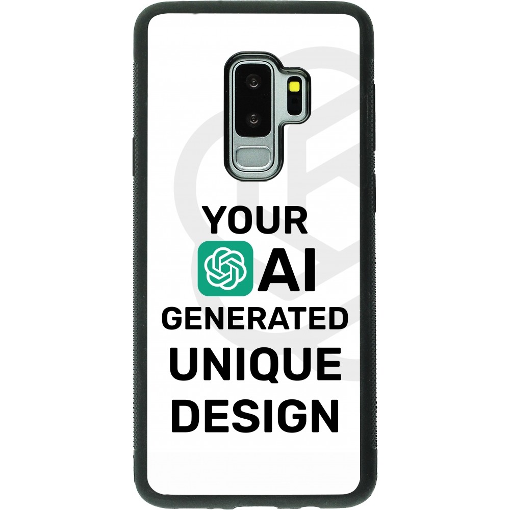 Coque Samsung Galaxy S9+ - Silicone rigide noir 100% unique générée par intelligence artificielle (AI) avec vos idées