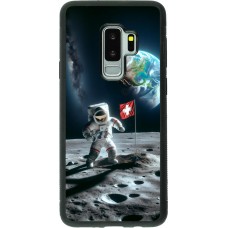 Coque Samsung Galaxy S9+ - Silicone rigide noir Astro Suisse sur lune