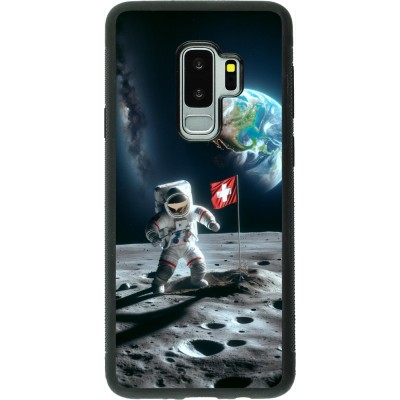 Coque Samsung Galaxy S9+ - Silicone rigide noir Astro Suisse sur lune