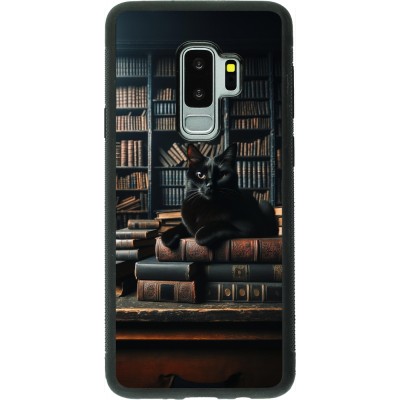 Coque Samsung Galaxy S9+ - Silicone rigide noir Chat livres sombres