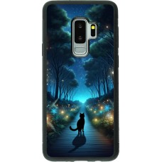 Coque Samsung Galaxy S9+ - Silicone rigide noir Chat noir promenade